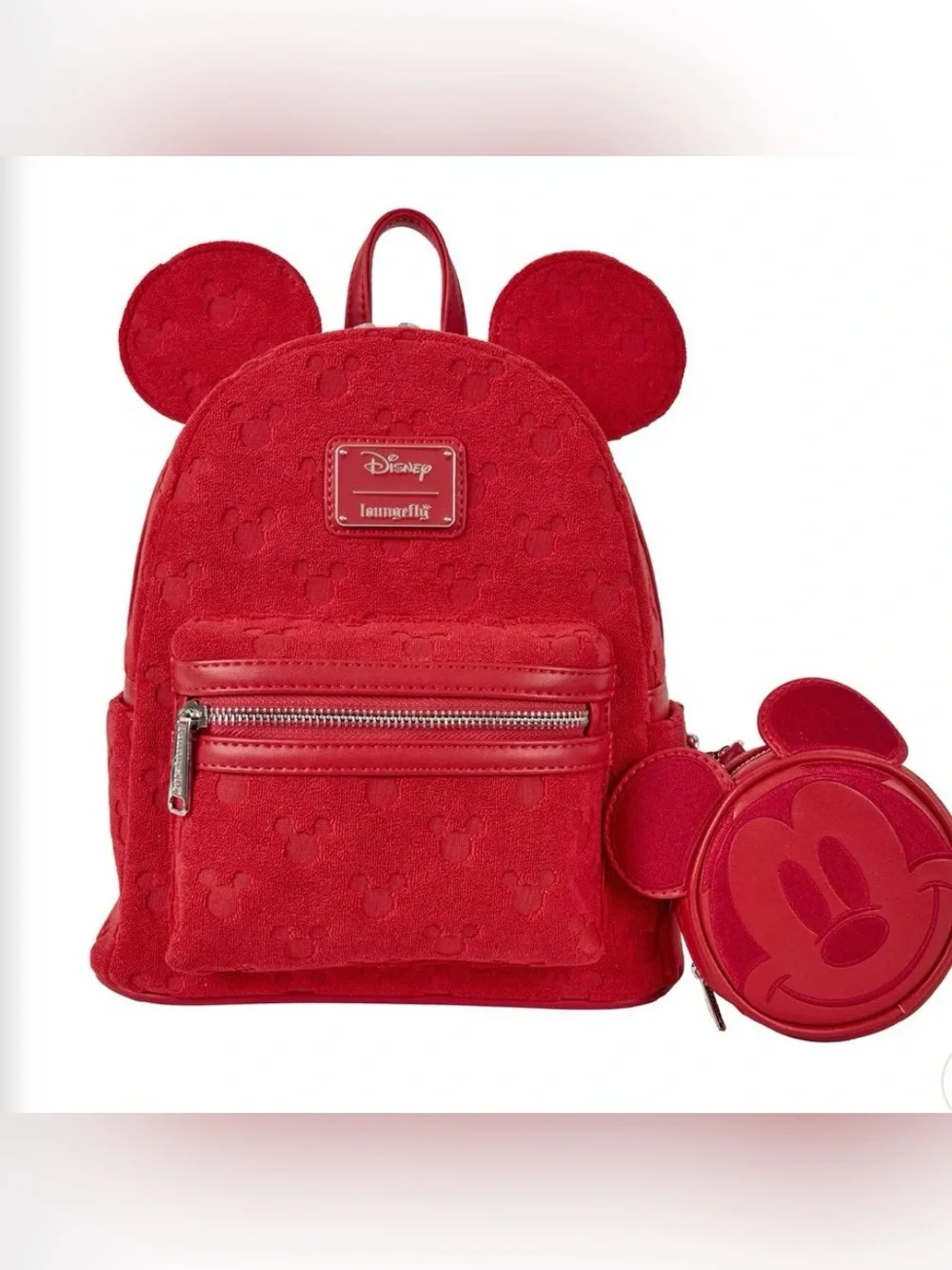 Loungefly Disney Mickey Mouse All-Over Print Plush Burnout Mini Backpack